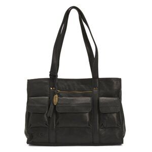 BORN Black Leather Burwynn Multi Pocket Tote